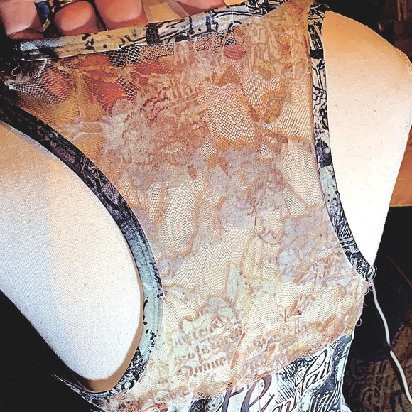 Vintage Y2K Dress Sparkly Graphic Print sequin 90s Moto Fairy Grunge Flowy Witch - Picture 10 of 10